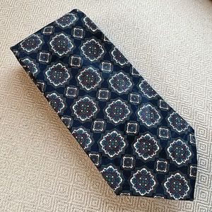Andre Gianni Silk Tie -  Navy Green Maroon and Cream